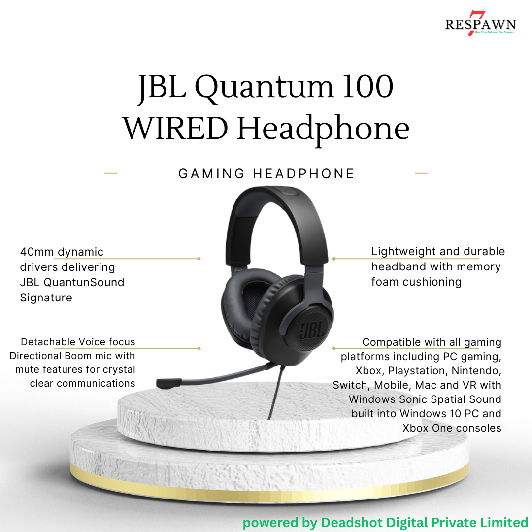 JBL Quantum 100 Wired Over Ear with mic Gaming Headset
